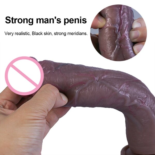 Black Skin Real Dildo Soft Sexy Big Penis Realistic cock Female Masturbator G-spot Anal Sex Toys Strap on Huge Dick for Women