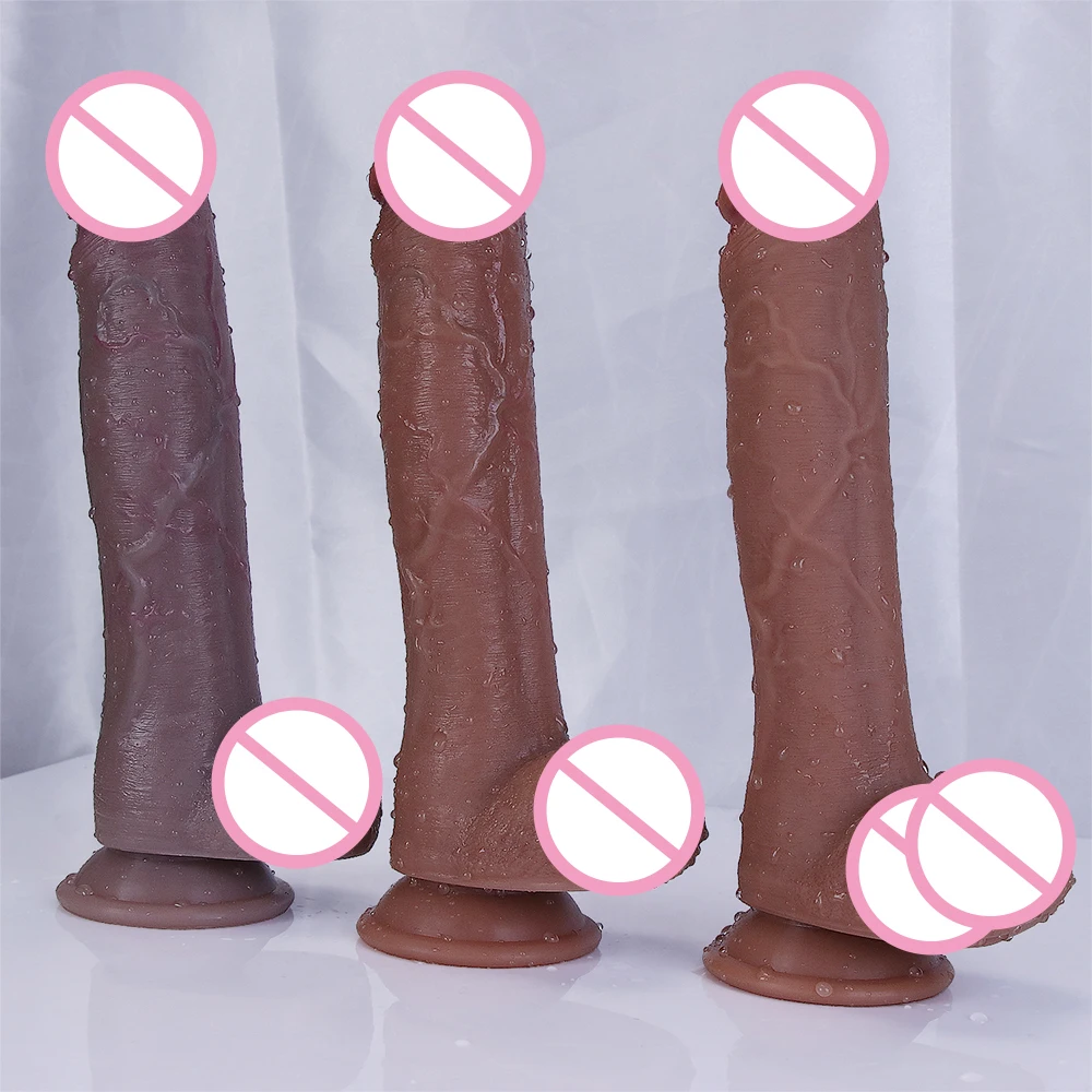 Black Skin Real Dildo Soft Sexy Big Penis Realistic cock Female Masturbator G-spot Anal Sex Toys Strap on Huge Dick for Women