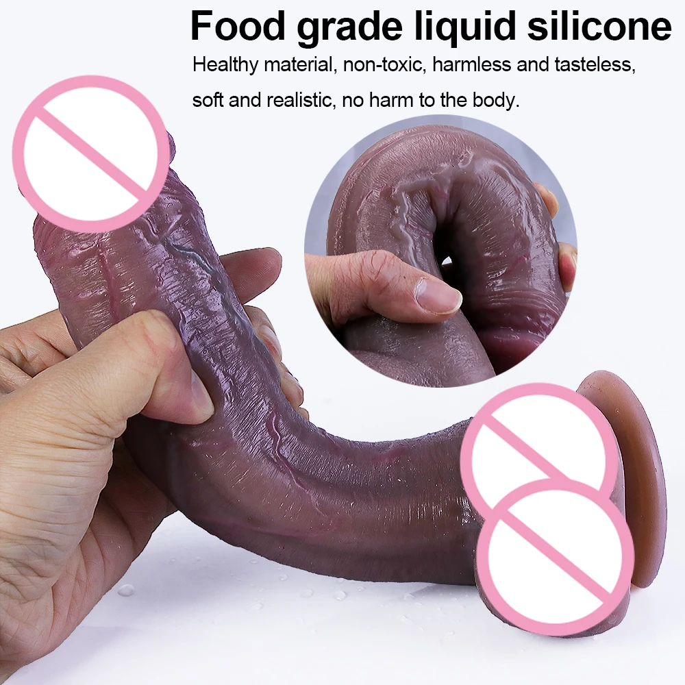 Black Skin Real Dildo Soft Sexy Big Penis Realistic cock Female Masturbator G-spot Anal Sex Toys Strap on Huge Dick for Women