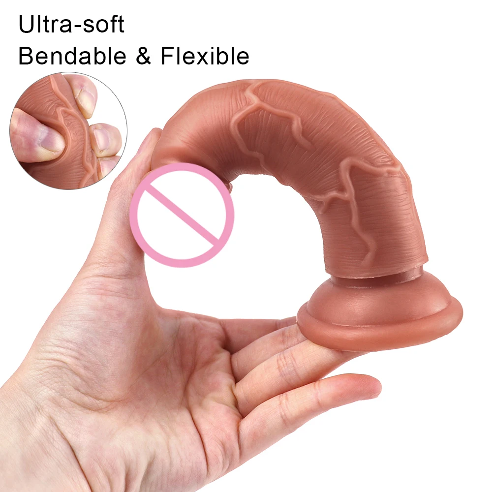 Big Glans Realistic Soft Dildo Cheap Small Penis Silicone Suction Cup Vibrator Dick Anal Butt Sex Toys Men Women Gay Huge Cock