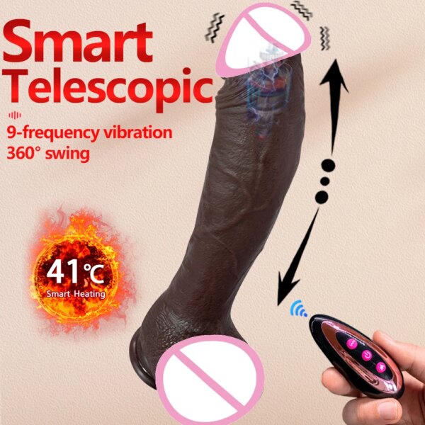 Soft Long  realistic big dildo vibrator penis telescopic swing heating silicone dildos female remote control vibrators for women
