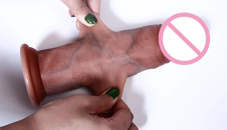 7.8inch Real Skin Feeling Realistic Dildo Sliding Foreskin Design Suction Cup Huge Big Penis Dick Adult Erotic Sex Toy for Woman