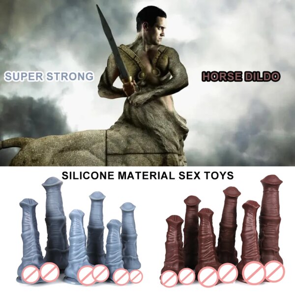 Super Strong Horse Big Dildo Liquid Silicone Material Realistic Animal Centaur Warrior False Penis Suction Cup Anal Plug Sex Toy