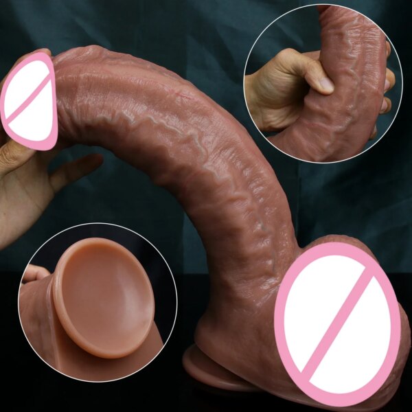 4 Sizes Realistic Vein Big Man Penis Soft Huge Dildo Double Silicone Masturbation Cock Woman Anal Sex Toy Suction Cup Small Dick