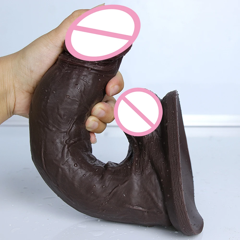 Soft Big Black Dildo Masturbators Brown Penis Anal Sex Toys for Man Woman Powerful Suction Cup Dick Vaginal Dilator/Stimulator