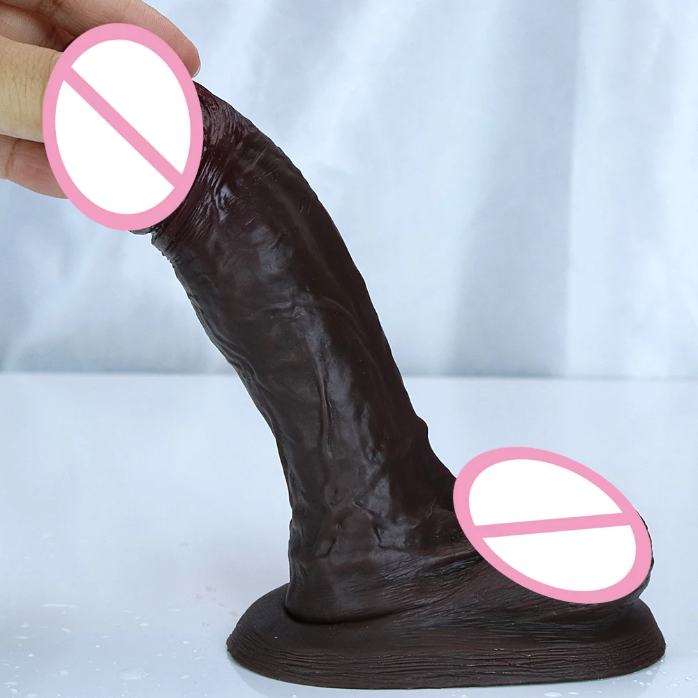 Soft Big Black Dildo Masturbators Brown Penis Anal Sex Toys for Man Woman Powerful Suction Cup Dick Vaginal Dilator/Stimulator