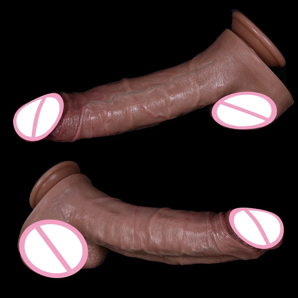 Advanced Copy Cock Realistic Soft Huge Dildo Double Silicone Big Flesh Masturbators Penis Woman Anal Sex Toy Suction Cup Dick