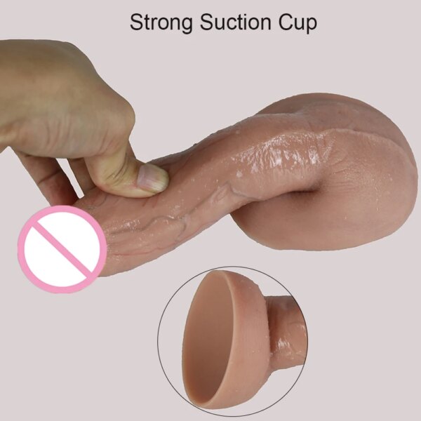 High Imitation Dick Soft Dildo Quality Realistic Huge Horse Cock No Vibrator Big Penis Sucker Anal Sex Toys For Couples Lesbian