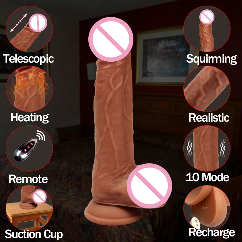Big Dildo Vibrator Huge Automatic Telescopic Heating Penis Suction Cup Dildo Realistic Dildos for Women Sex Toys for Adult Toy