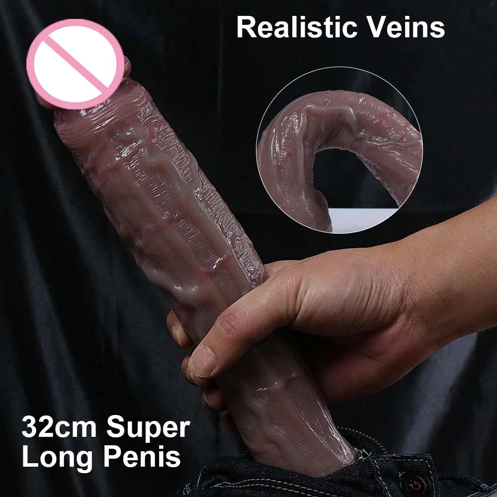 32cm New Super Long Realistic Dildo Soft Big Huge Penis Clear Texture Adults Strapon Sexmachine Anal Sex Toys Sexshop For Woman