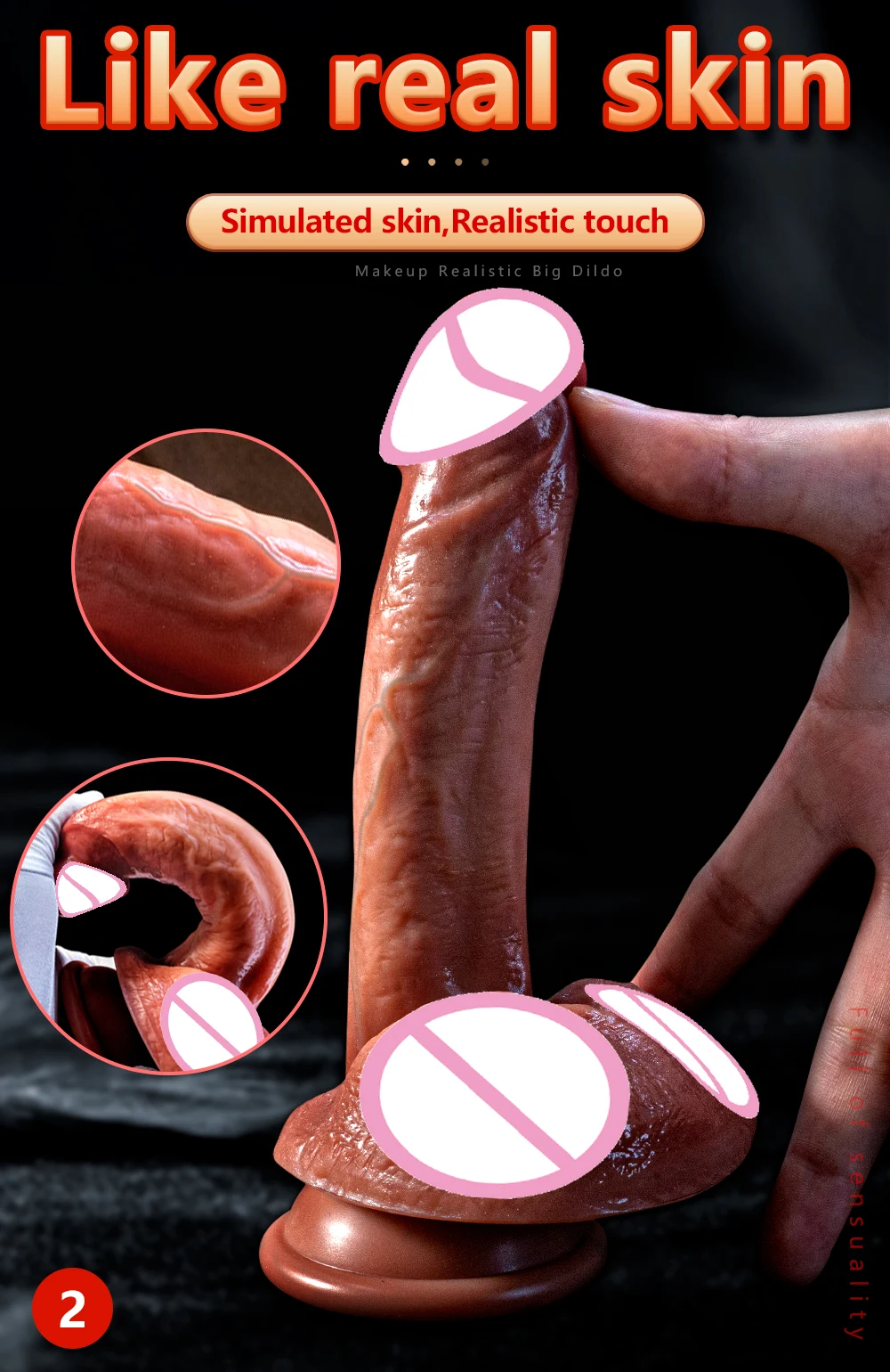 Skin Feeling Realistic Dildo Real Penis Dick Huge Big Suction Cup Strapon Hands-Free Silicone Sex Toy For Women Men Lesbian
