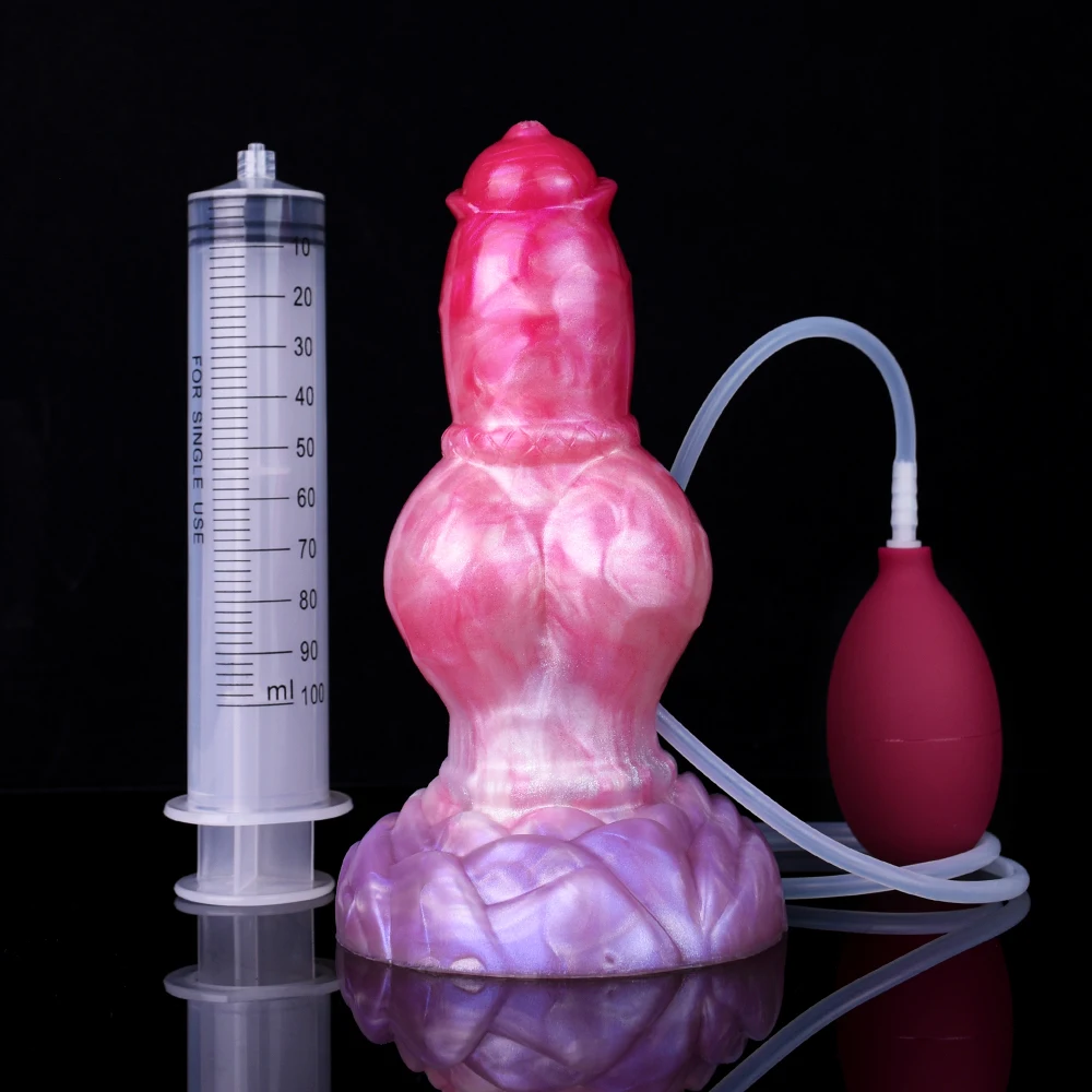 FAAK Silicone fantasy Dog Knot Squirting Penis Large Ejaculation Dildo With Sucker Spray Liquid Sex Toys For Women Men Big Dong FAAK Silicone fantasy Dog Knot Squirting Penis Large Ejaculation Dildo With Sucker Spray Liquid Sex Toys For Women Men Big Dong