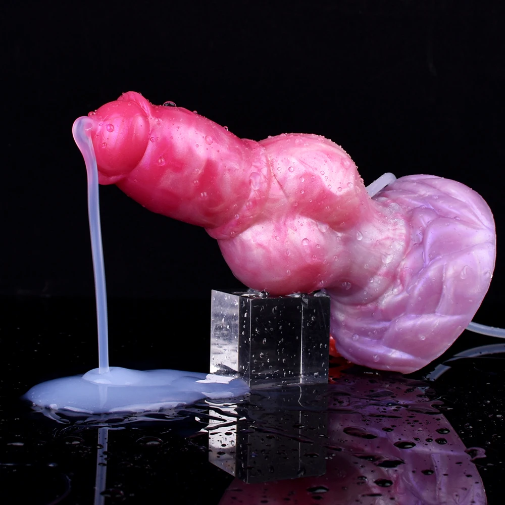 FAAK Silicone fantasy Dog Knot Squirting Penis Large Ejaculation Dildo With Sucker Spray Liquid Sex Toys For Women Men Big Dong FAAK Silicone fantasy Dog Knot Squirting Penis Large Ejaculation Dildo With Sucker Spray Liquid Sex Toys For Women Men Big Dong