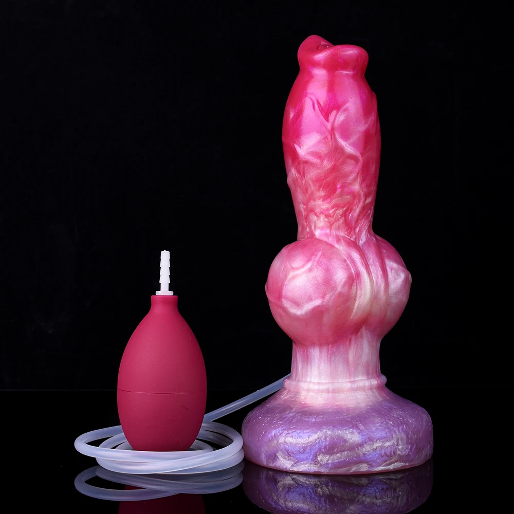 FAAK Silicone fantasy Dog Knot Squirting Penis Large Ejaculation Dildo With Sucker Spray Liquid Sex Toys For Women Men Big Dong FAAK Silicone fantasy Dog Knot Squirting Penis Large Ejaculation Dildo With Sucker Spray Liquid Sex Toys For Women Men Big Dong