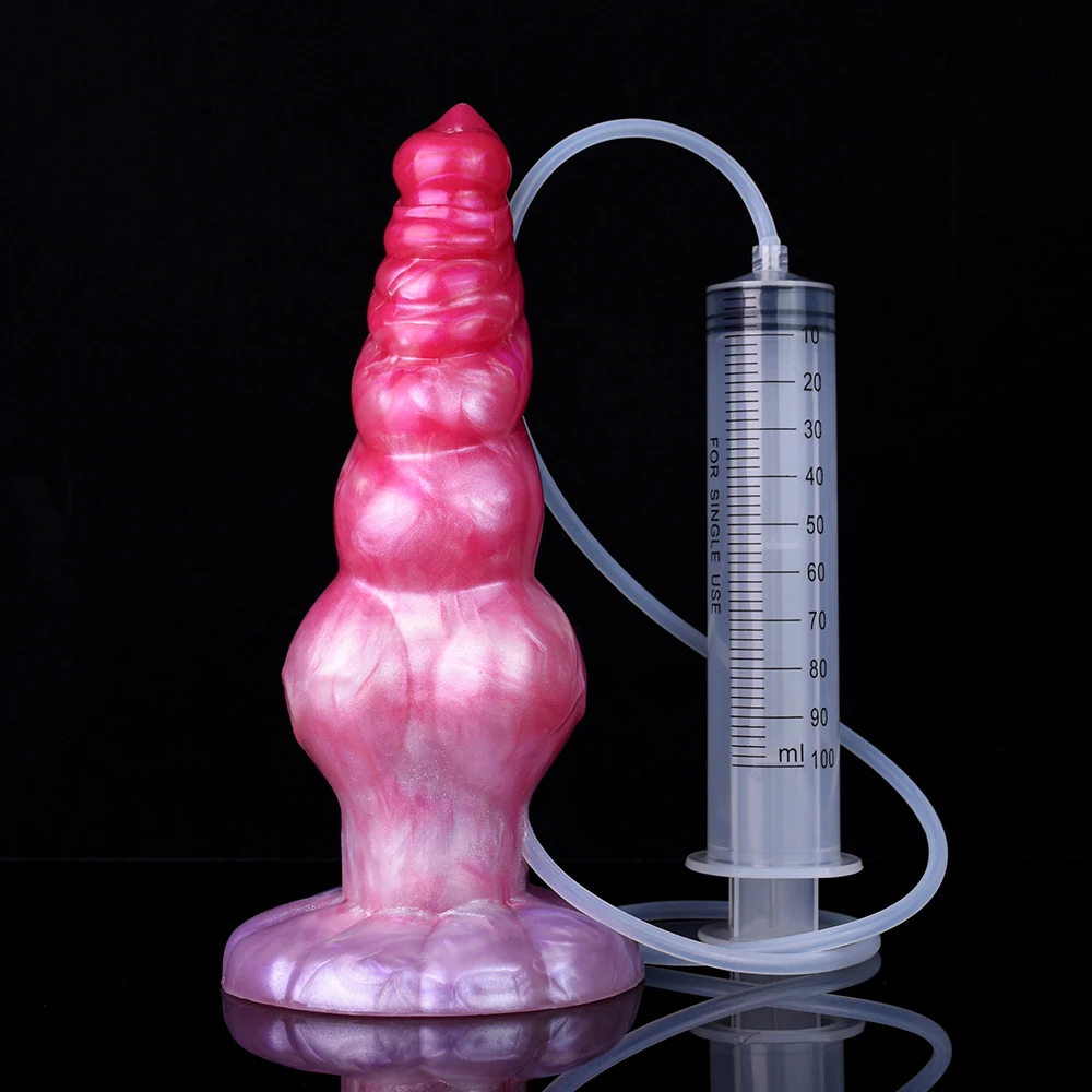 FAAK Silicone fantasy Dog Knot Squirting Penis Large Ejaculation Dildo With Sucker Spray Liquid Sex Toys For Women Men Big Dong FAAK Silicone fantasy Dog Knot Squirting Penis Large Ejaculation Dildo With Sucker Spray Liquid Sex Toys For Women Men Big Dong