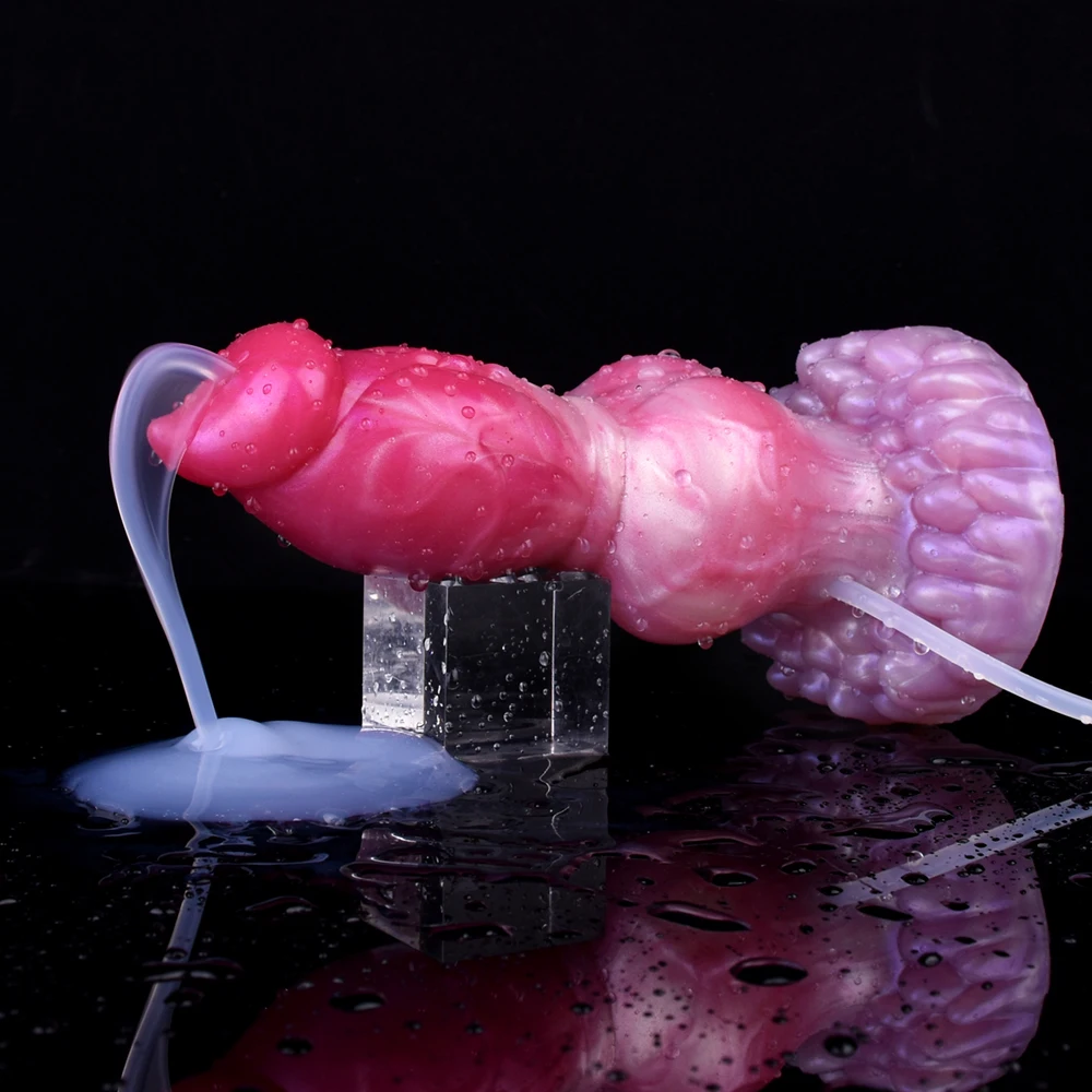 FAAK Silicone fantasy Dog Knot Squirting Penis Large Ejaculation Dildo With Sucker Spray Liquid Sex Toys For Women Men Big Dong FAAK Silicone fantasy Dog Knot Squirting Penis Large Ejaculation Dildo With Sucker Spray Liquid Sex Toys For Women Men Big Dong