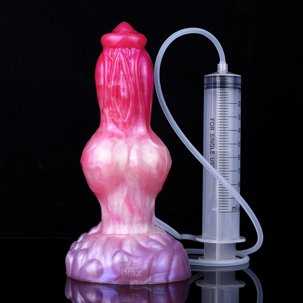 FAAK Silicone fantasy Dog Knot Squirting Penis Large Ejaculation Dildo With Sucker Spray Liquid Sex Toys For Women Men Big Dong FAAK Silicone fantasy Dog Knot Squirting Penis Large Ejaculation Dildo With Sucker Spray Liquid Sex Toys For Women Men Big Dong