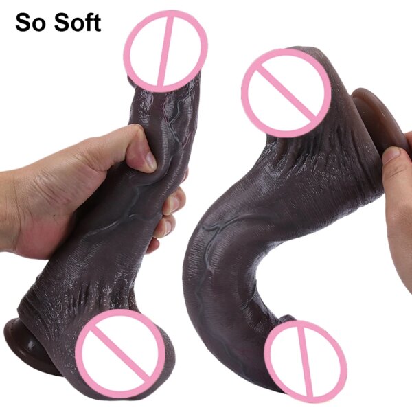 New Skin Double Penetration Realistic Dildo Big Huge Penis Suction Cup Cock Dick Anal Plug Sex Toys For Women Prostate Massager