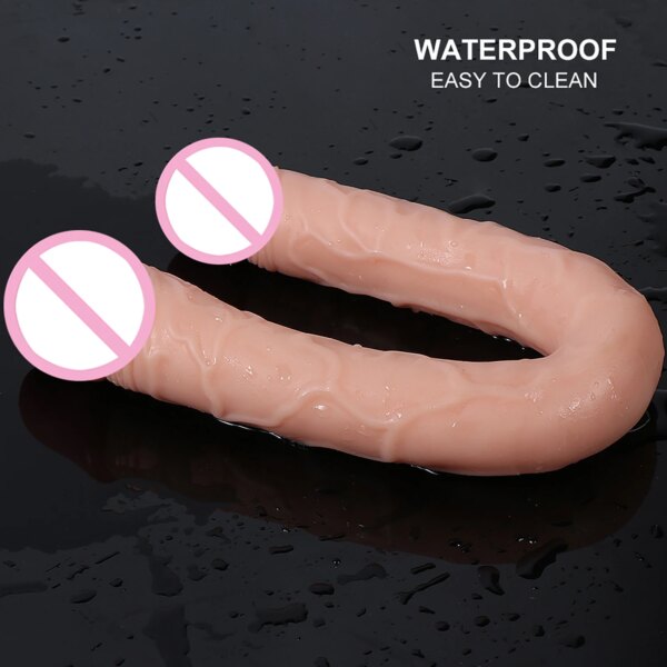 Double Dildos Double Ended Phallus Double Penetration Stimulate Vagina and Anus Realistic Big Penis Adult Sex Toys for Women