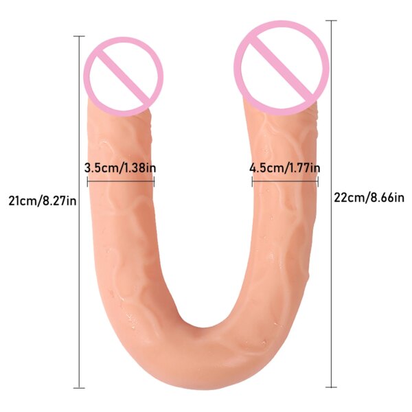 Double Dildos Double Ended Phallus Double Penetration Stimulate Vagina and Anus Realistic Big Penis Adult Sex Toys for Women