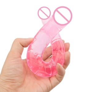 Silicone Jelly Double Ended Dildo Realistic Erotic Penis Double Penetration Anal Dick Lesbian Adult Sex Toys For Woman Sex Shop