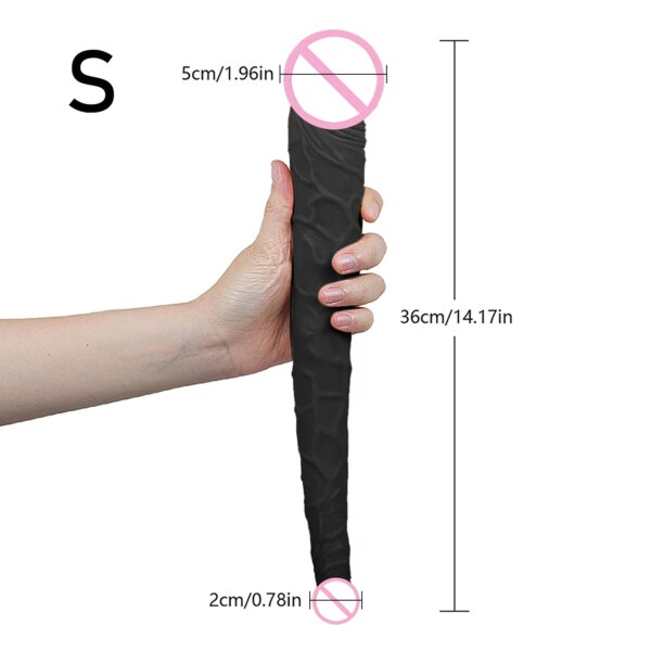Overlength Double Dildos Soft Double-End Penis Realistic Dual Glans Phallus Double Penetration Vagina and Anus Sex Toys Dick