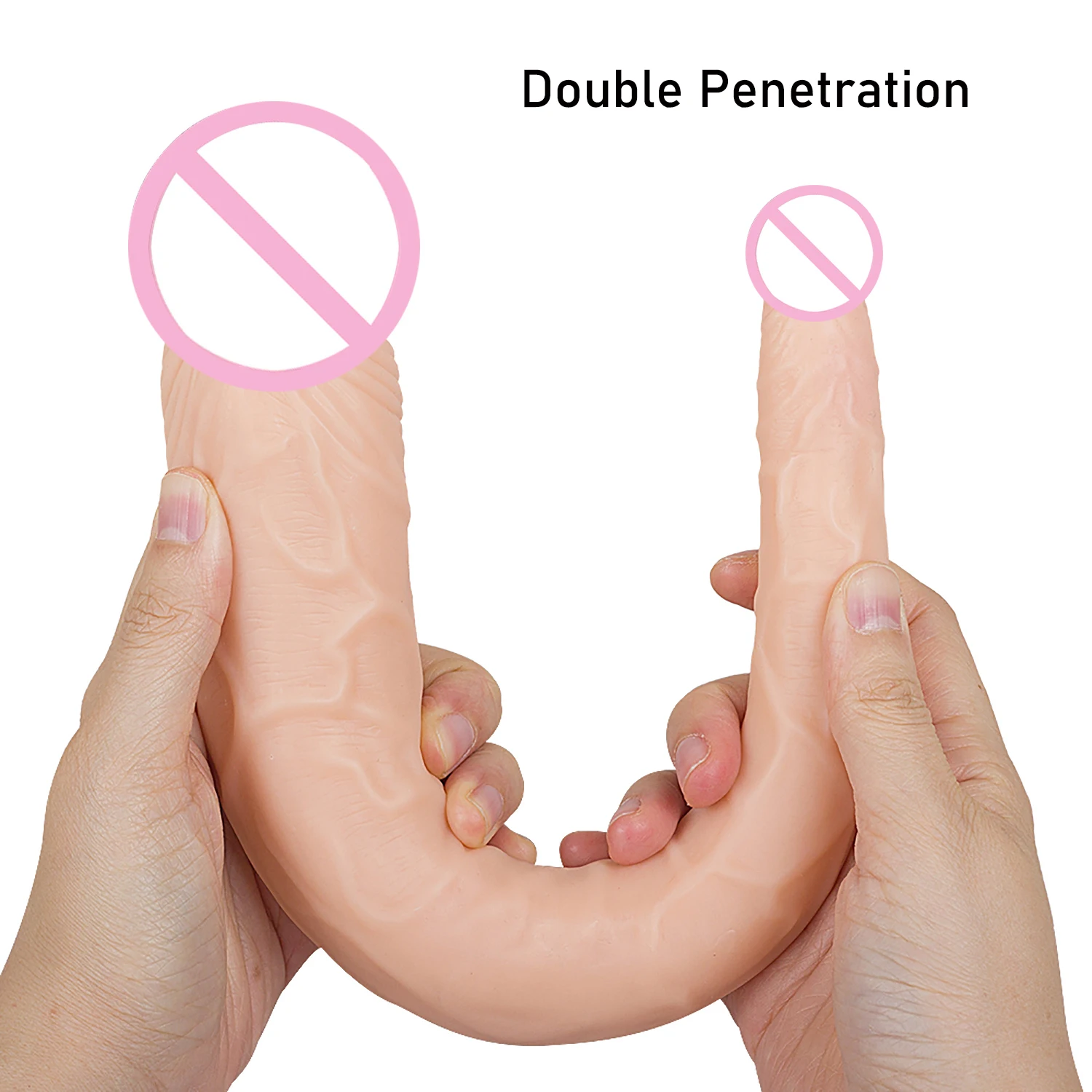 Overlength Double Dildos Soft Double-End Penis Realistic Dual Glans Phallus Double Penetration Vagina and Anus Sex Toys Dick