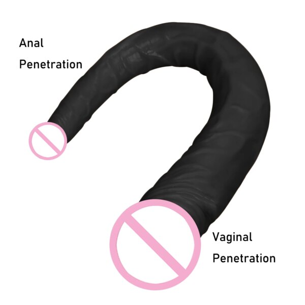 Overlength Double Dildos Soft Double-End Penis Realistic Dual Glans Phallus Double Penetration Vagina and Anus Sex Toys Dick