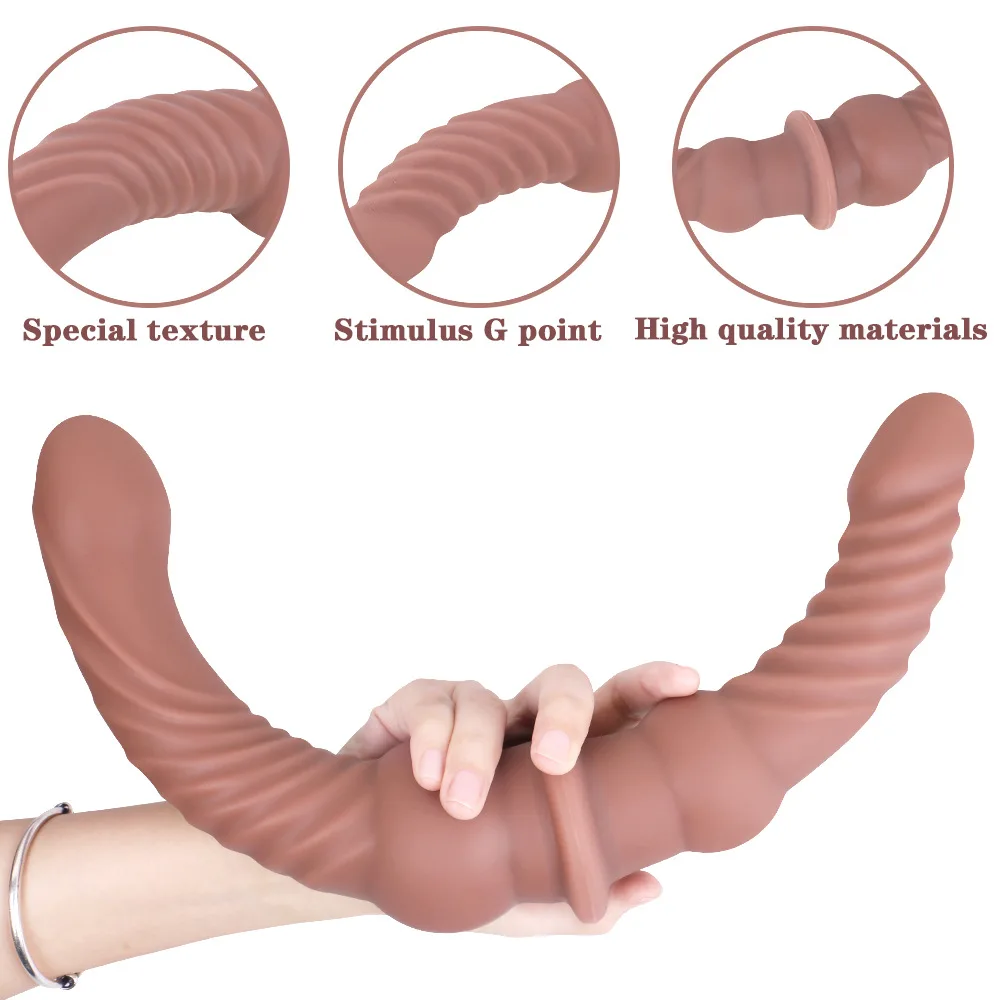 Liquid Silicone Strapless Strapon Big Dildos Double Ended Penetration Super Long Anal Vaginal Massage Sex Toys For Woman Lesbian