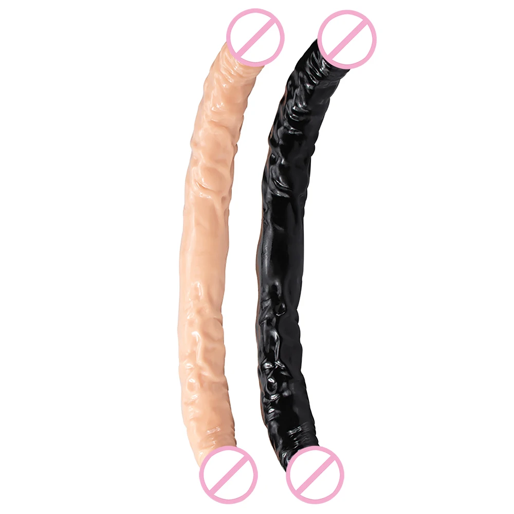 Overlength Flexible Double Dildos Double-End Penis Realistic Dual Phallus Long Dick Stimulate Vagina and Anus Sex Toys for Women