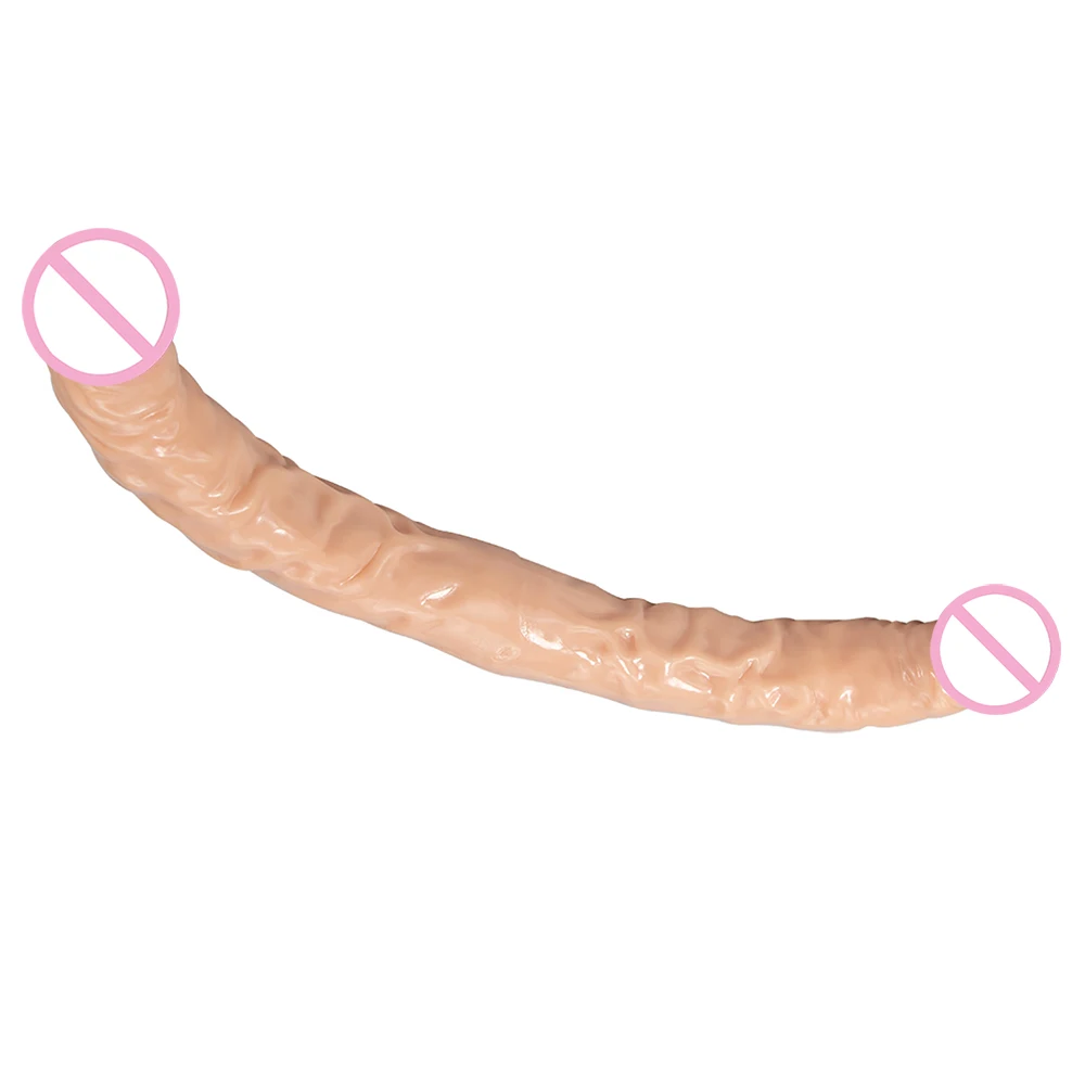 Overlength Flexible Double Dildos Double-End Penis Realistic Dual Phallus Long Dick Stimulate Vagina and Anus Sex Toys for Women