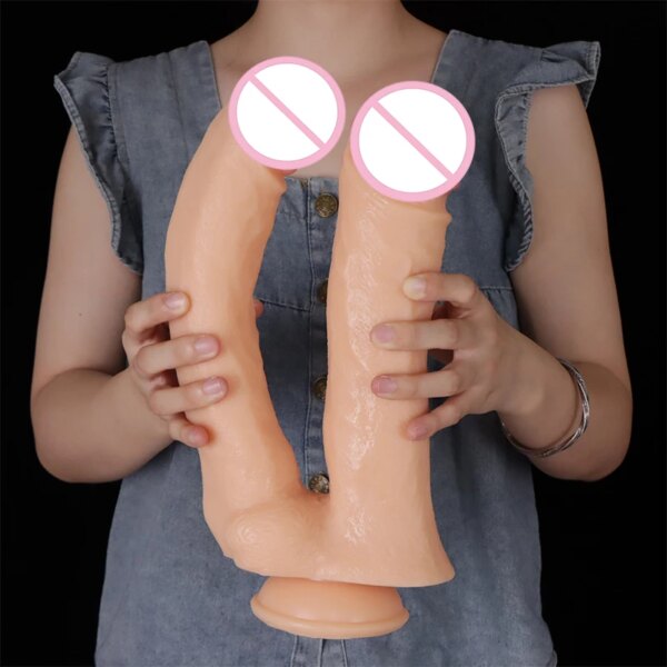 XXXL Super Huge Realistic Double Ended Dildo Sex Toy for Women Couples Dual Sided Headed Penis Double Penetration Dong Device 18