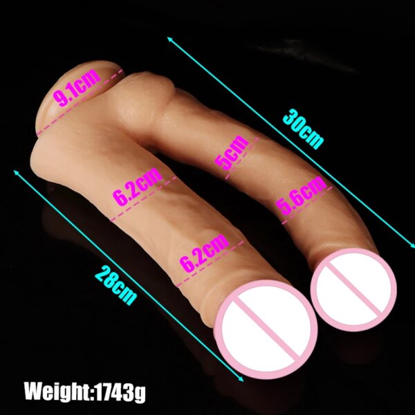 XXXL Super Huge Realistic Double Ended Dildo Sex Toy for Women Couples Dual Sided Headed Penis Double Penetration Dong Device 18