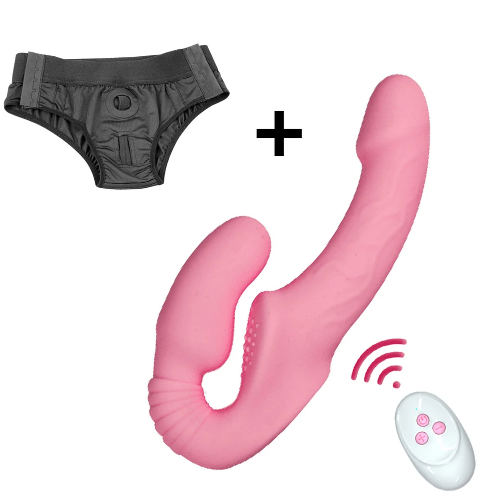 Strapless Strap-on Dildo Vibrator, Double-Ended Dildos, Sex Toys with Clitoris Stimulator for Women Lesbian Couples Strapless Strap-on Dildo Vibrator, Double-Ended Dildos, Sex Toys with Clitoris Stimulator for Women Lesbian Couples
