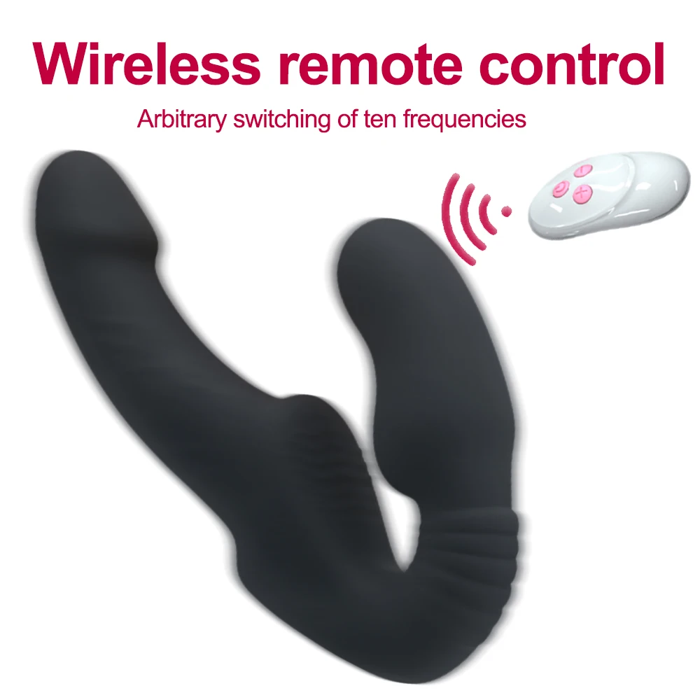 Strapless Strap-on Dildo Vibrator, Double-Ended Dildos, Sex Toys with Clitoris Stimulator for Women Lesbian Couples Strapless Strap-on Dildo Vibrator, Double-Ended Dildos, Sex Toys with Clitoris Stimulator for Women Lesbian Couples