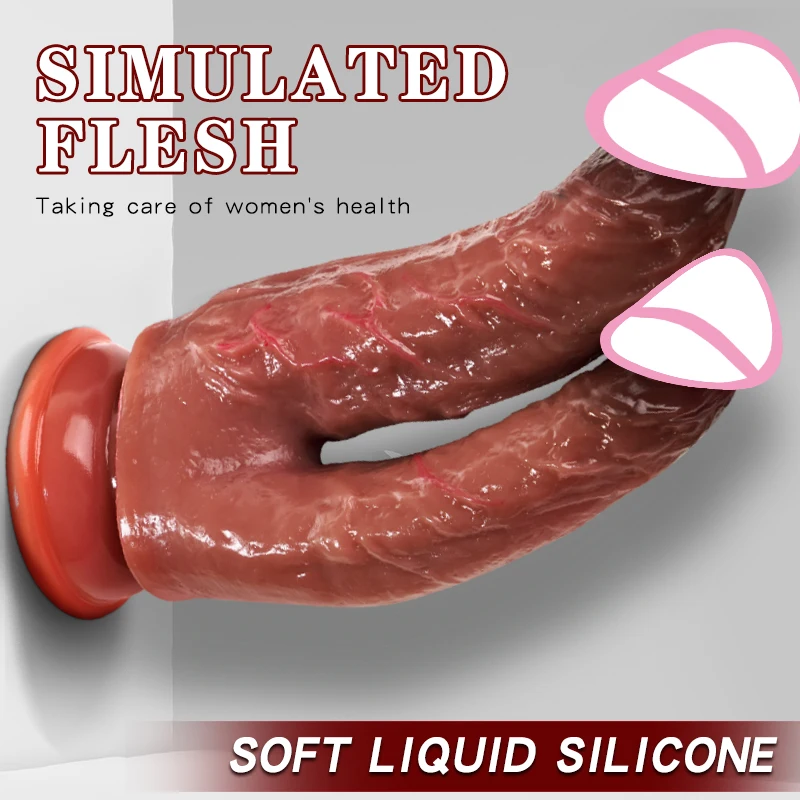 Realistic Double Ended Dildo Dual Sided Headed Penetration Dong Device with Simulated Penile Sucker Sex Toy for Women or Couples Realistic Double Ended Dildo Dual Sided Headed Penetration Dong Device with Simulated Penile Sucker Sex Toy for Women or Couples