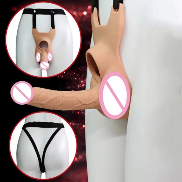 3 Size Wearable Vibrators Dildo for Panties double penetration Penis  Anal Toy Butt Plug For Lesbian Gay Adjustable Strap silent