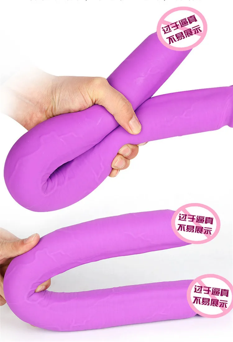 Double Penetration Vagina Anal Stimulation Dildo For Women 49cm Long Realistic Penis Soft Double Ended Dildo Lesbian Sex Product