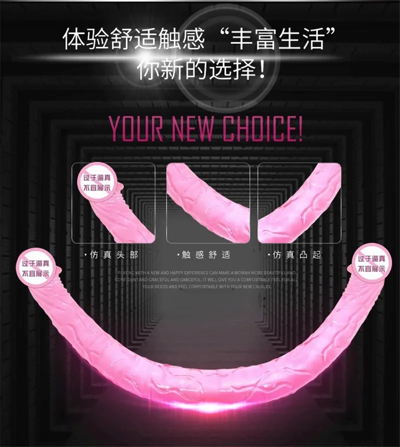 44*3.4cm Sextoy Long Jelly Double Dildo Realistic Soft Double Ended Penis Double Penetration Big Dick Adult Sex Toys for Woman