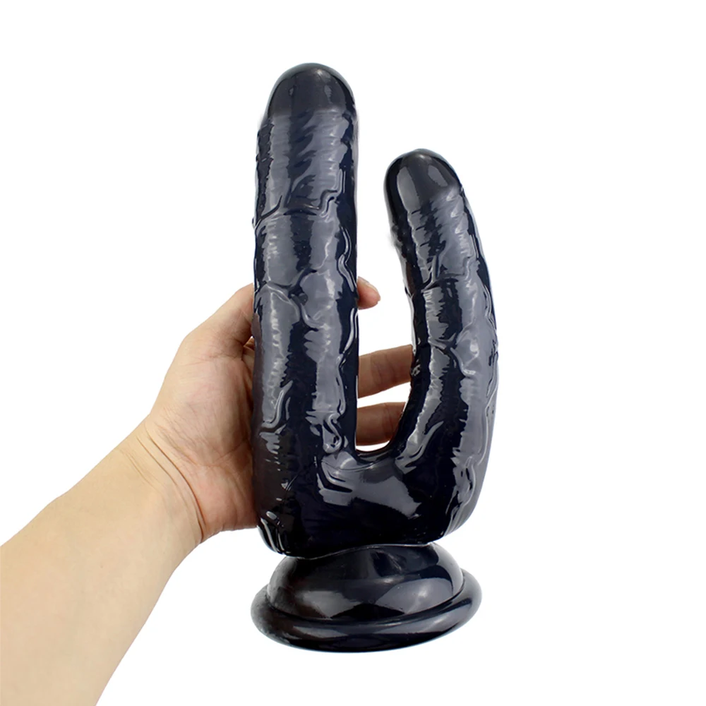 Realistic Double Ended Dildo Sex Toy for Women or Couples Dual Sided Headed Penetration Dong Device with Simulated Penile Sucker