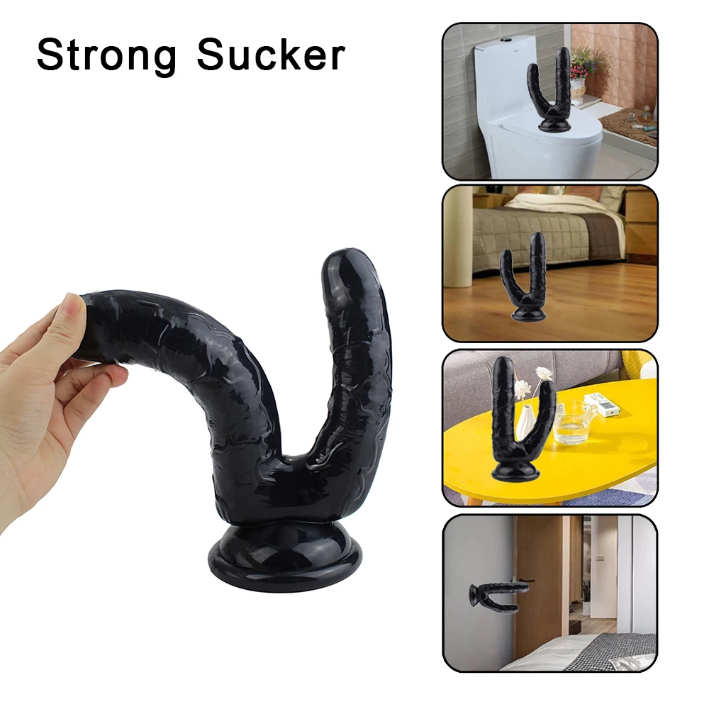 Realistic Double Ended Dildo Sex Toy for Women or Couples Dual Sided Headed Penetration Dong Device with Simulated Penile Sucker