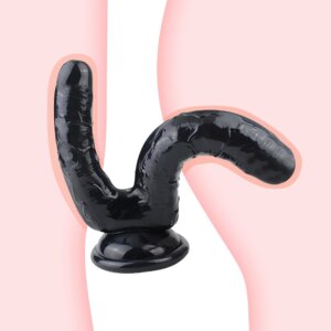 Realistic Double Ended Dildo Sex Toy for Women or Couples Dual Sided Headed Penetration Dong Device with Simulated Penile Sucker