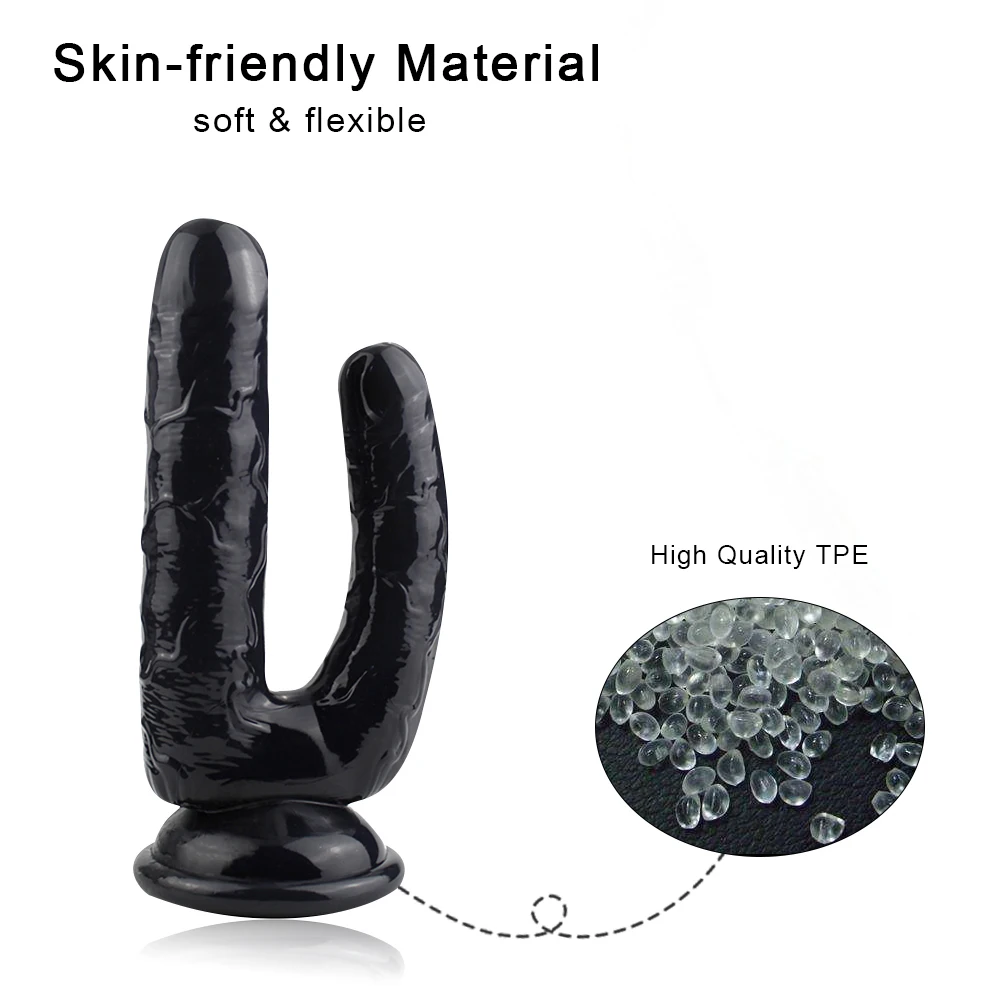 Realistic Double Ended Dildo Sex Toy for Women or Couples Dual Sided Headed Penetration Dong Device with Simulated Penile Sucker