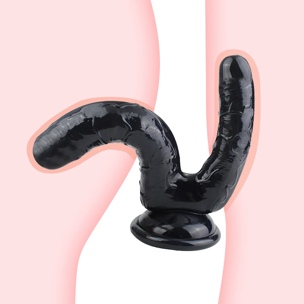 Realistic Double Ended Dildo Sex Toy for Women or Couples Dual Sided Headed Penetration Dong Device with Simulated Penile Sucker