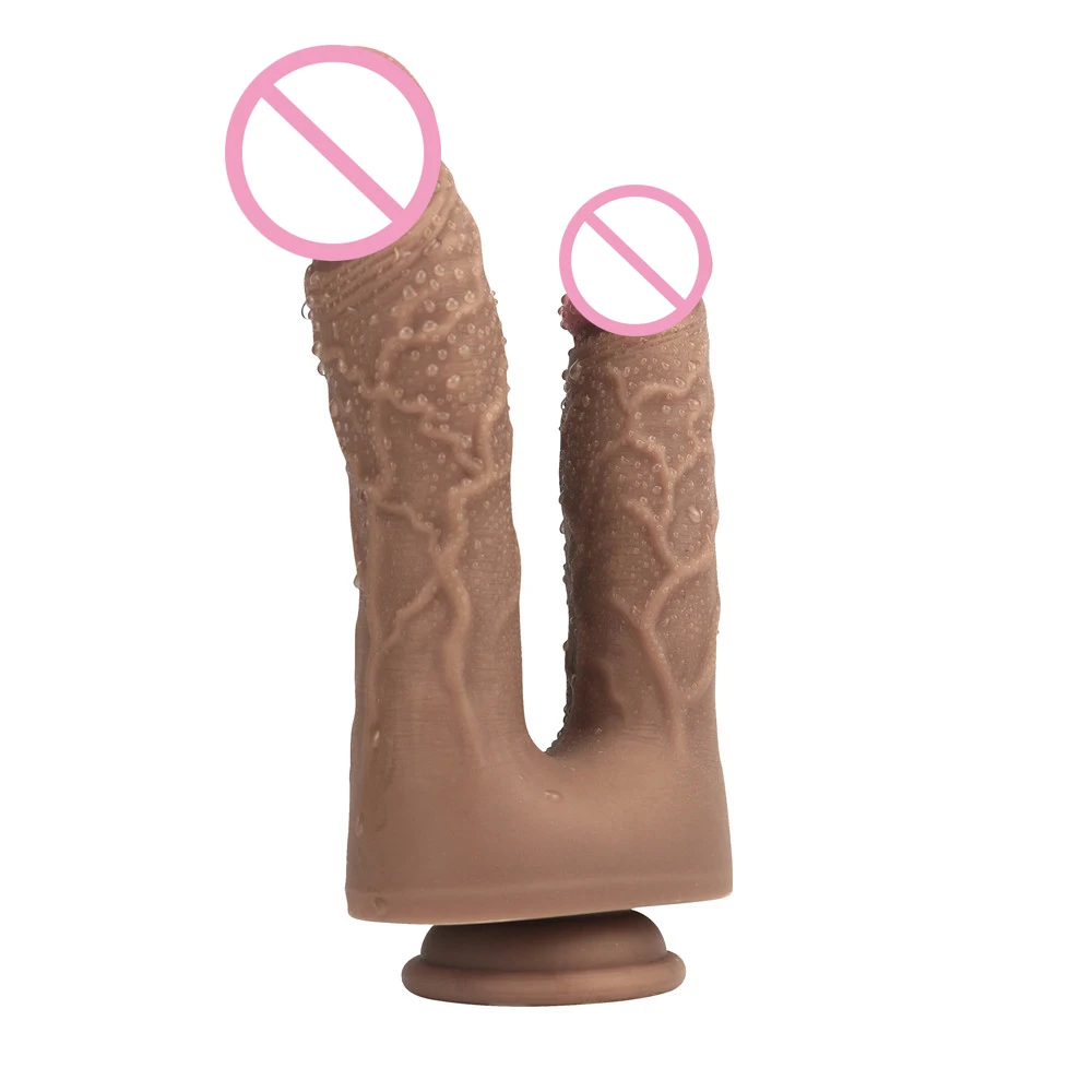 Realistic Double Ended Dildos Sex Toys For Woman or Couples Dual Sided Headed Penetration Device With Simulated Penile Sucker