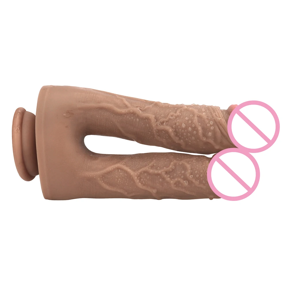 Realistic Double Ended Dildos Sex Toys For Woman or Couples Dual Sided Headed Penetration Device With Simulated Penile Sucker