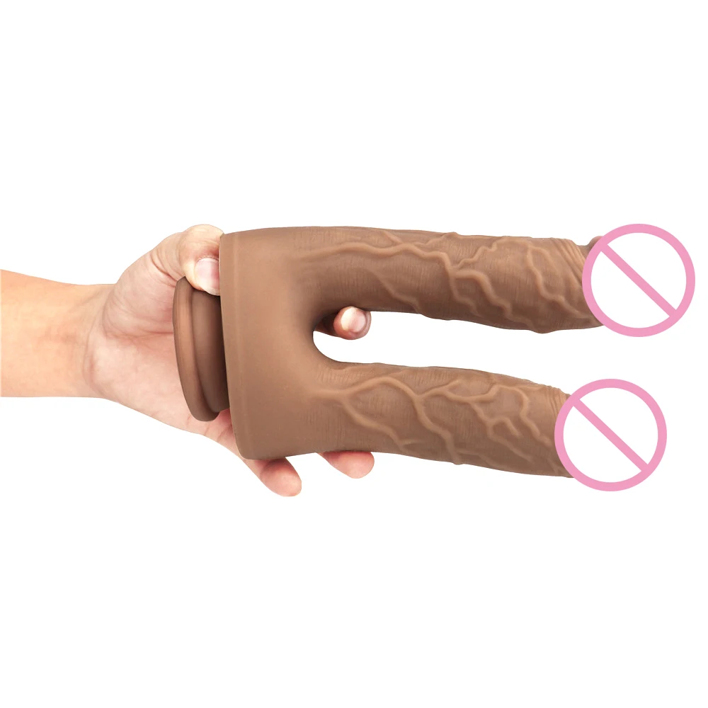 Realistic Double Ended Dildos Sex Toys For Woman or Couples Dual Sided Headed Penetration Device With Simulated Penile Sucker