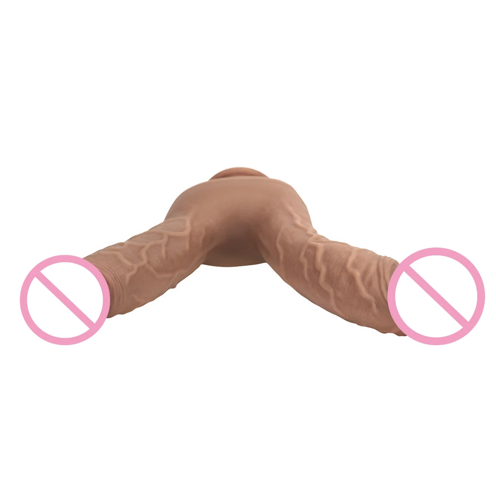 Realistic Double Ended Dildos Sex Toys For Woman or Couples Dual Sided Headed Penetration Device With Simulated Penile Sucker