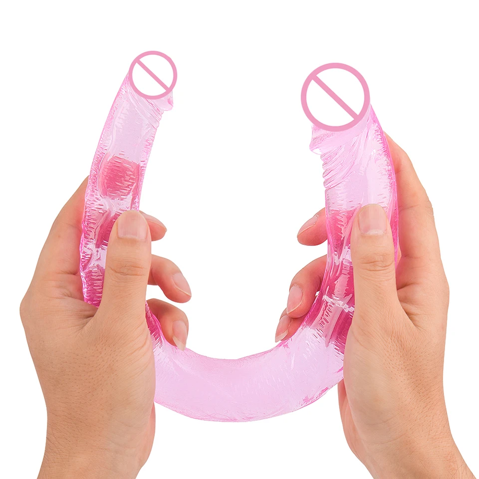 Erotic Silicone Long Dildo Realistic Soft Jelly Double Ended Penis Anal Lesbian Double Penetration Dick Adult Sex Toys for Woman