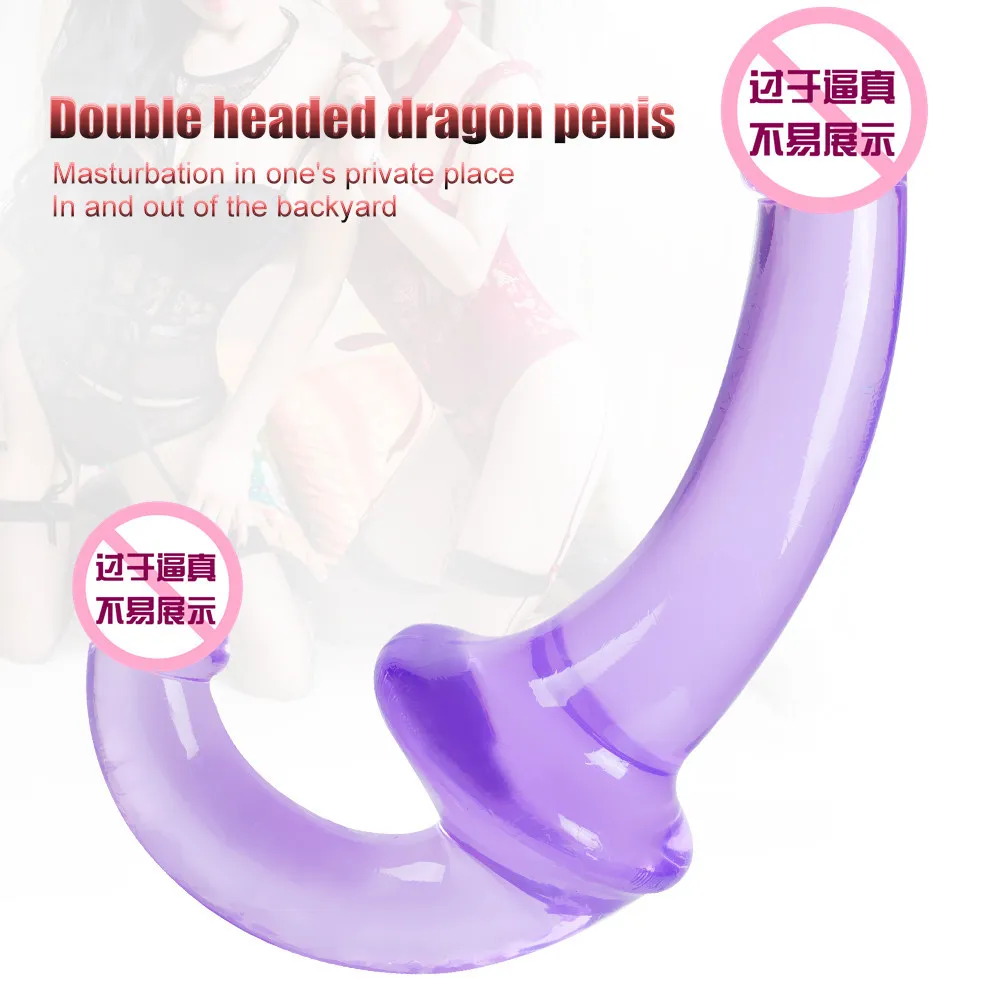 Soft And Smooth Double Penetration Dildo Long 2 Headed Penis Duol Ended Dick Cock Anal Masturbation For Lesbian Couples Sex Toys